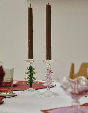 Holiday Tree Borosilicate Glass Candle Holder