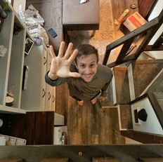 Tim Davidson in his tiny home.