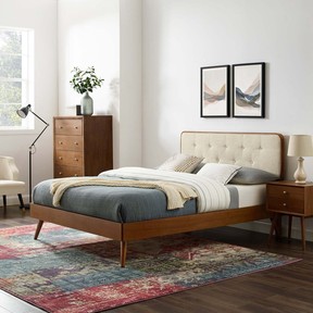 Modway Bridgette Wood Platform Bed in Walnut/Beige. PHOTO BY WAYFAIR