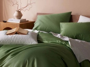 Brooklinen Down Duvet and Classic Duvet Cover in Basil.