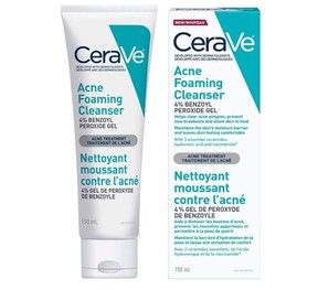 CeraVe 4 per cent Benzoyl Peroxide Acne Treatment Foaming Cleanser Face Wash.