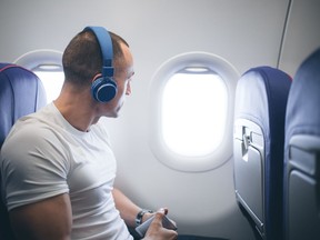 Passenger relaxing during the long flight