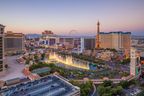 Aerial view of Las Vegas strip in Nevada as seen at night.