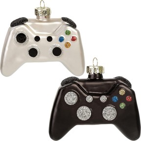 Glass Video Game Controller Christmas Ornament Set