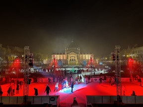 Tomislav Square ice rink. Part of the Christmas markets in Zagreb, Croatia.
