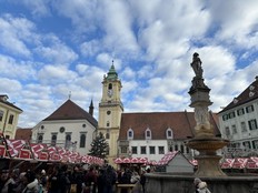 Bratislava's main square in Bratislava, Slovakia.