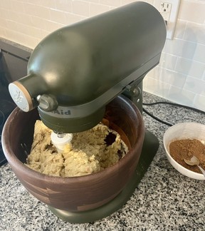 Making cookies with the KitchenAid mixer.