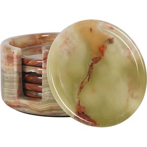 Brayden Studio Marble Round Coaster Set. PHOTO BY WAYFAIR