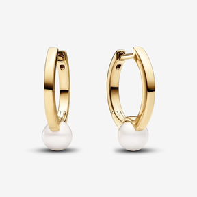 Treated Freshwater Cultured Pearl Hoop Earrings
