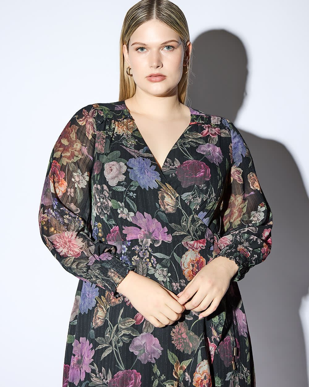 Meredith Shaw x PENN - Floral Maxi Dress with Flounced Wrap Skirt
