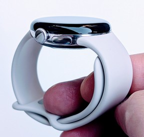 The crown and button of the Pixel Watch 3.