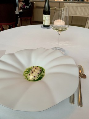 AIRA's signature dish: a quenelle of scallop, king crab and chervil.