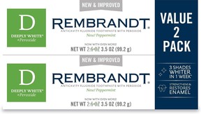 Rembrandt Deeply White and Peroxide Whitening Toothpaste.