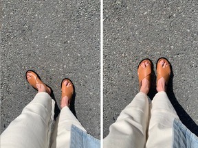 The City Crossover Sandal in rum.