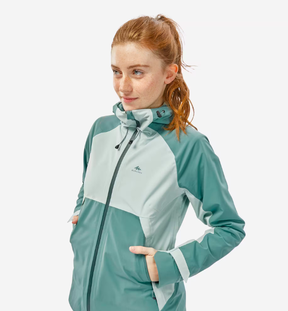 Quechua Women’s Waterproof Hiking Jacket - MH 500 Green.