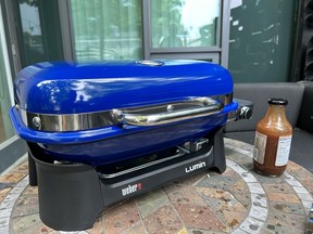 Lumin Compact Grill in Deep Ocean Blue.