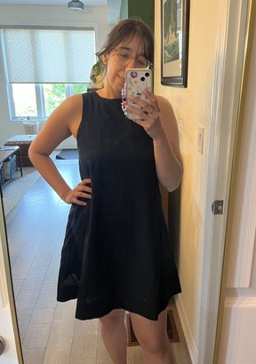 The Seersucker Shift Dress in Black