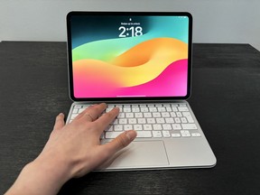 Accessing the function row on the Magic Keyboard Pro.