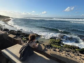 Our little one marvelling at nature at Ho'okipa Beach Park.