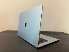 Testing the MacBook Air 15-inch in Sky Blue.