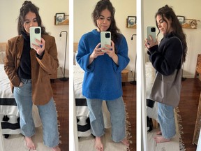 Vegan Suede Blazer, Oversized Crewneck, Vegan Leather Tote.