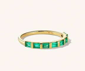 Baguette Emerald Half Eternity Band