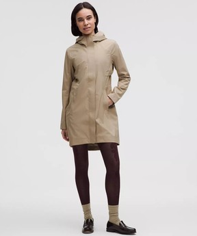 tan lululemon Rain Rebel Jacket