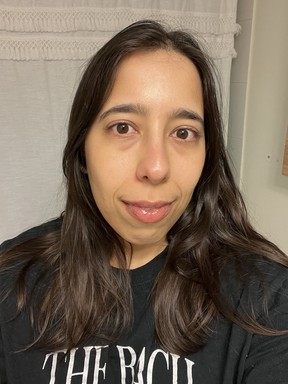 face after applying serum