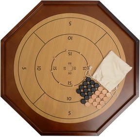 Tradeopia 2-in-1 Brown Wood Crokinole Board Game Set