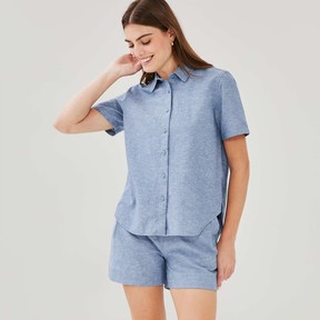 Linen Blend Button-Up Shirt