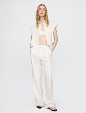 Gap Linen-Blend Crop Shirt & Easy Wide-Hem Pants