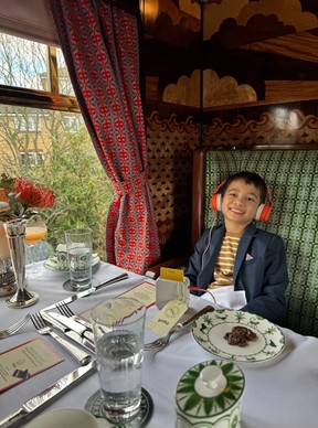 Listening to a Yoto audiobook on the British Pullman