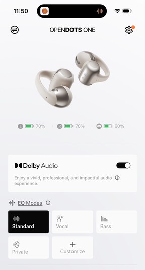 Screenshot of Shokz app