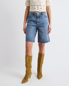 High-Rise Denim Bermuda