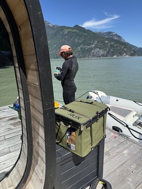 The RUX 70L Gear Box during a sneak peek of InFlow's new floating sauna.