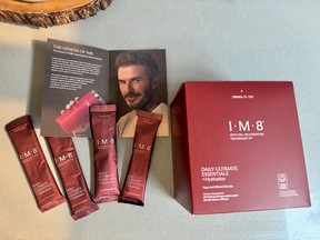 Fuelling up for the day with IM8 Daily Ultimate Essentials.