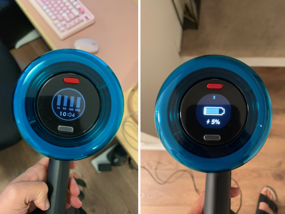  Battery and charge reading on the Dyson V16.