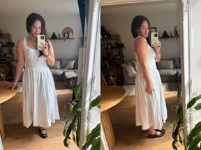 Balia Linen Dress in Swan Stripe.