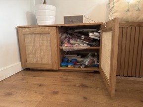 The inside of the Cozey Aurora Credenza is chaos, but the outside is beautiful.