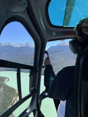 Sightseeing over alpine lakes in Whistler.