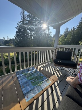 Researching Salt Spring Island from our porch.