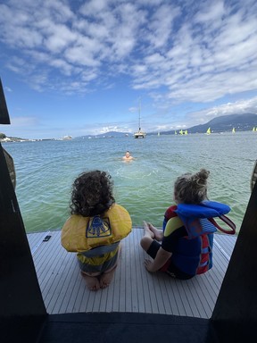 Our kids enjoying the view from the aft deck.