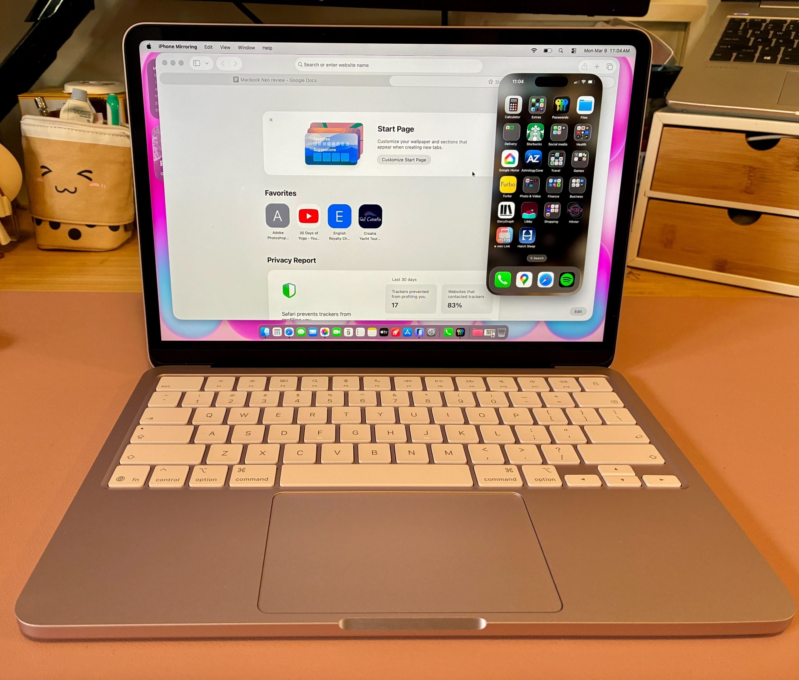  iPhone Mirroring on the MacBook Neo.