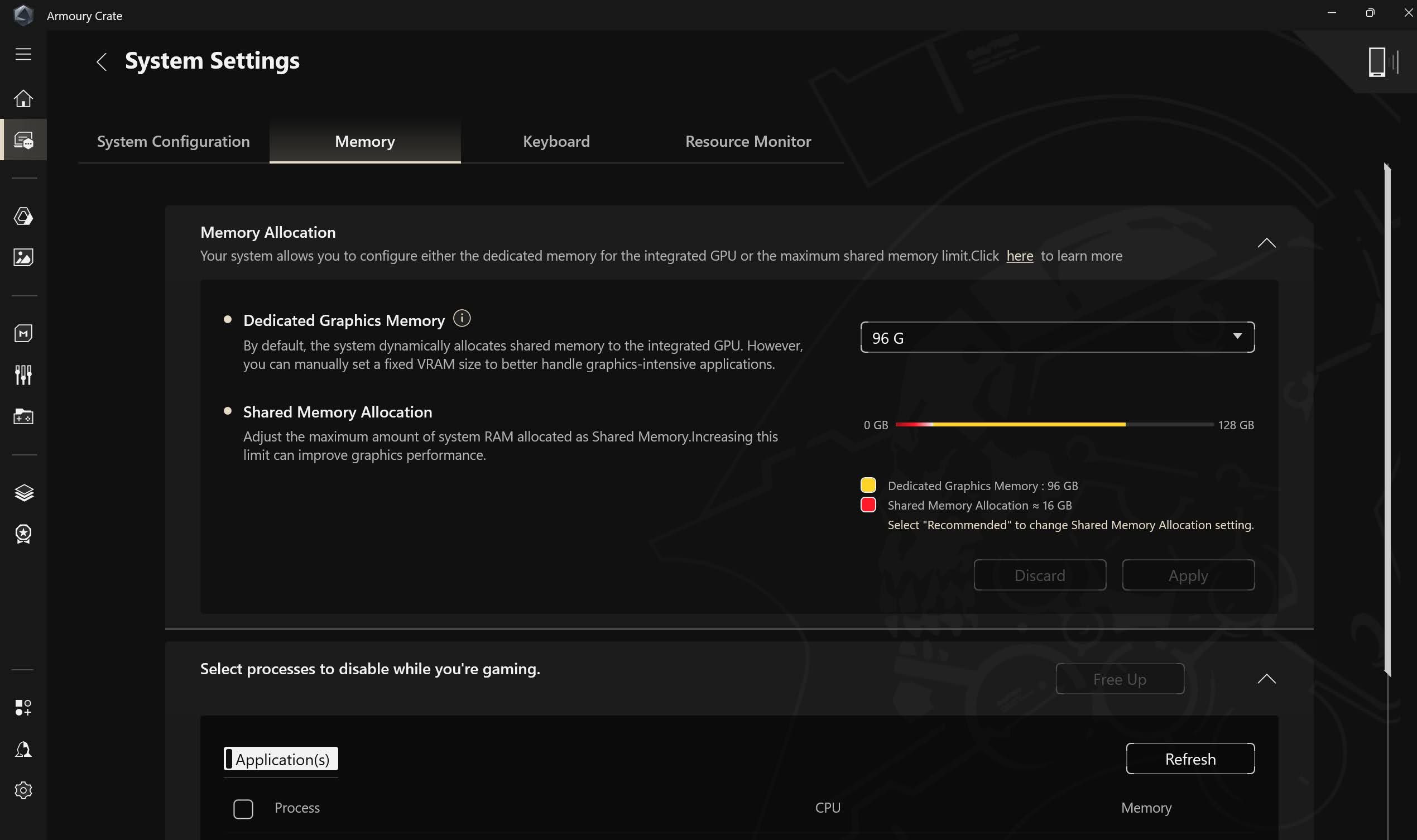 ROG Flow Z13-KJP Gaming Tablet system settings
