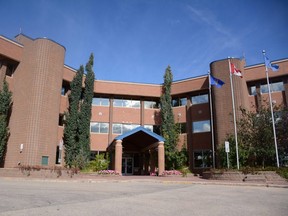 Grande Prairie city hall in Grande Prairie on Thursday, Sept. 3, 2020. City councillors will have limited opportunities to participate in online council and committee meetings after COVID-19 restrictions are lifted.
