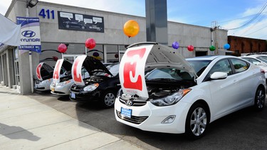 In this file photo, cars are on display for sale at a dealership in Glendale, California.