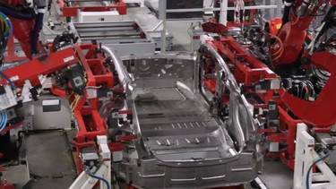 A Tesla being built.