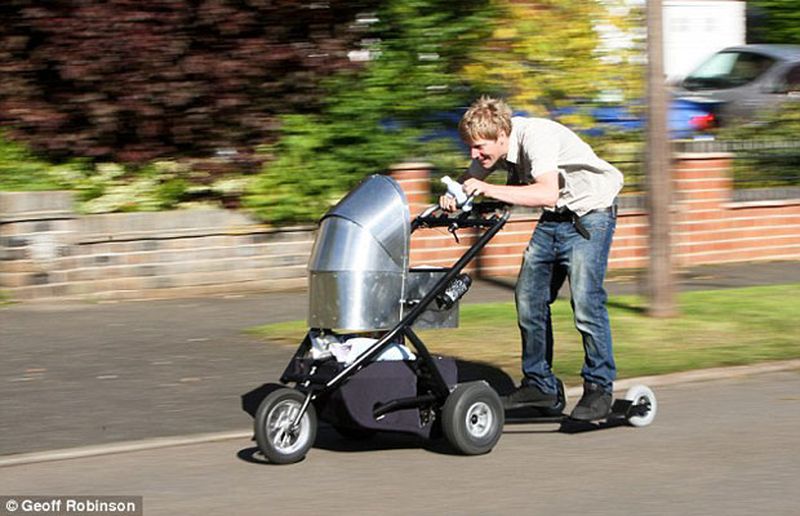 Would you carry your newborn son around in one of these? (source: Geoff Robinson/The Daily Mail)