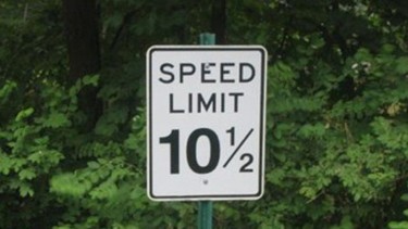 A sign in Copake, NY denotes an oddly specific speed limit. Watch your speedometer closely! (Source: Jalopnik)