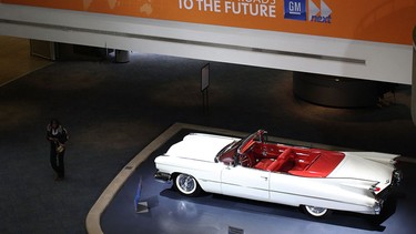 A 1959 Cadillac is displayed at the General Motors headquarters in Detroit, Michigan. The Big Three U.S. automakers, General Motors, Ford and Chrysler, are asking for federal funds to curb the decline of the American auto industry.